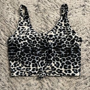 leopard print swim top